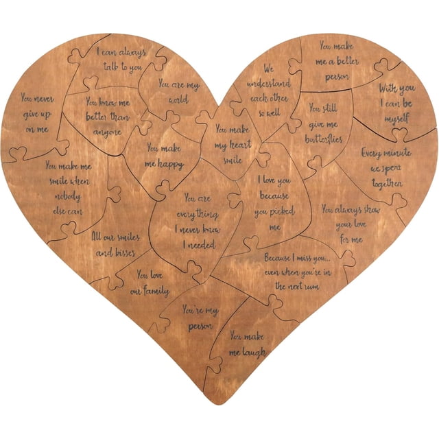 ZHAOCHENG 32 razones por las que te amo Rompecabezas de madera con forma de corazón Personalizado Aniversario de bodas Navidad Cumpleaños