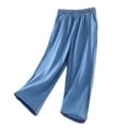 thumbnail image 7 of Bnwani Kids' Lightweight Summer Tencel Denim Pants Solid Color Casual Stretchy Wide-Leg Athletic Trousers with Elastic Waist and Breathable Fabric Blue Size 3-4, 7 of 7