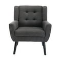 thumbnail image 4 of Modern Soft Linen Material Ergonomics Chair, Single Casual Sofa with Black Legs, Simple Armchair for Living Room/Bedroom/ Indoor/Home, Dark Grey, 4 of 9