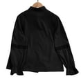 thumbnail image 5 of Dasayo Elegant Women Tops Long Sleeve Black Lace Solid Ruffle Button-Up Shirts Sweatshirts for Women Trendy L, 5 of 9