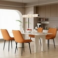 thumbnail image 5 of Pirecart Set of 4 Dining Chairs, High Back Suede Faux Leather Dining Room Chairs, Morden Upholstered Kitchen Chairs with Thick Cushions, Metal Legs, Brown, 5 of 10