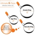 thumbnail image 2 of Juego de 6 anillos para tortitas Patelai con forma de huevo, de acero inoxidable, moldes para huevos, 2 of 6