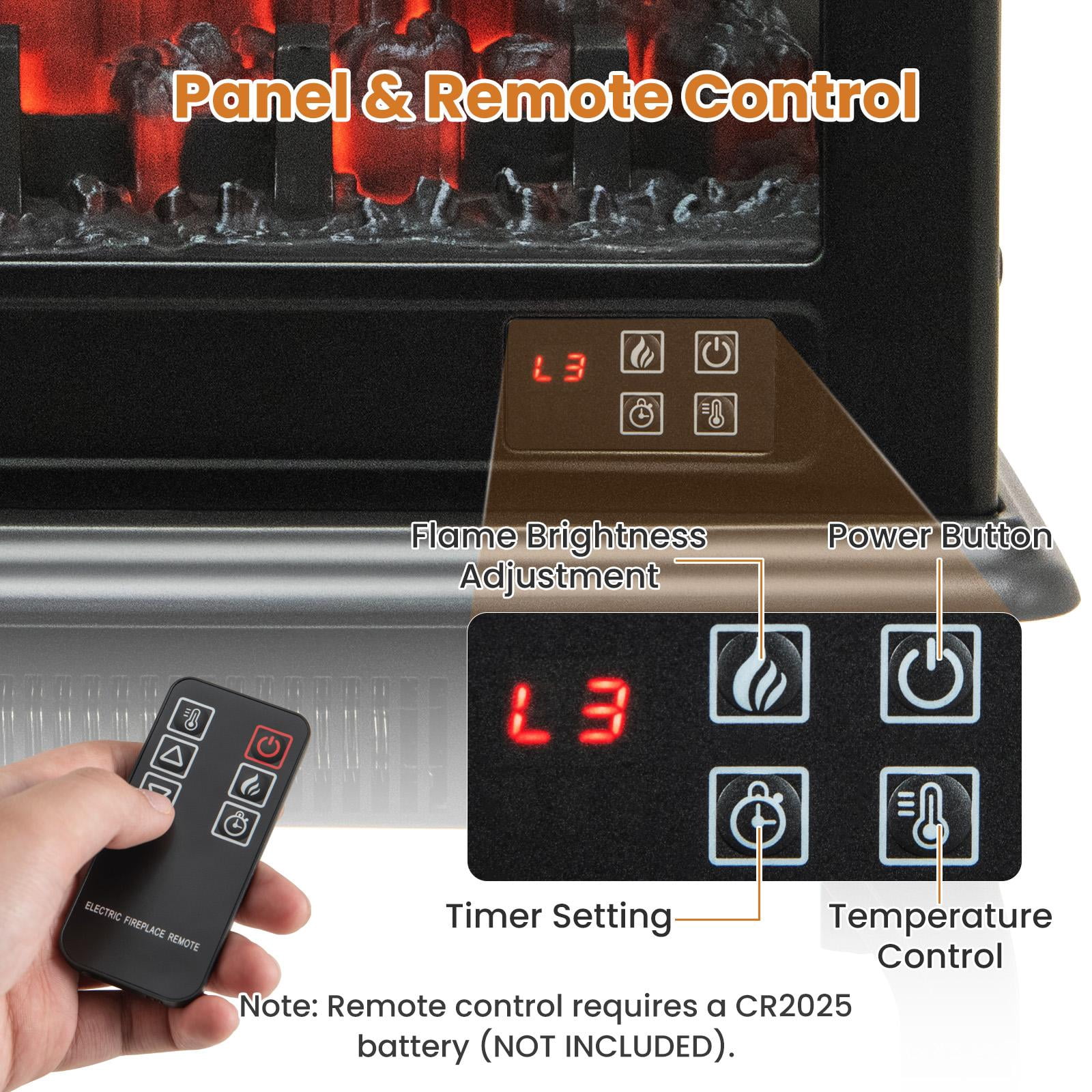 Giantex Electric Fireplace Stove, Freestanding Compact Space Heater w/3-Sided View, Remote Control, 0.5-6H Timer