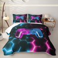 thumbnail image 2 of Erosebridal Colorful Ombre Gamepad Quilt King,Modern Gamer Gaming King Coverlet Set For Kids Boys,3 Pieces, 2 of 7
