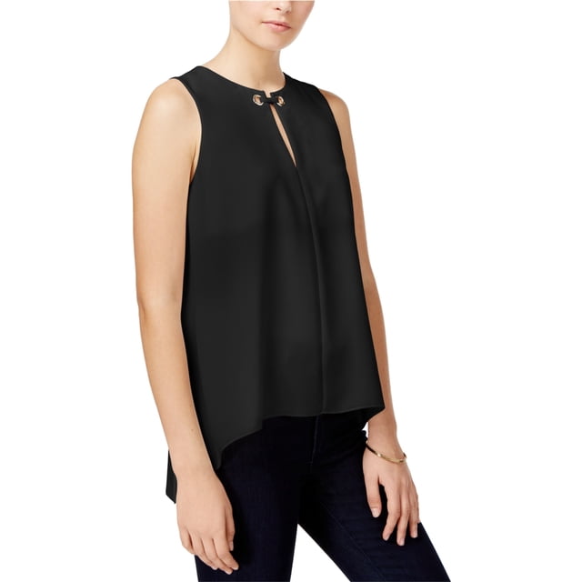 Blusa elegante Rachel Roy con abertura en la cerradura para mujer negro extragrande