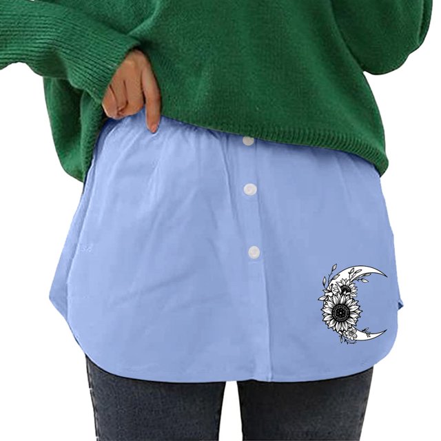 Gibobby Falda de tul Minifalda interior para mujer, falda inferior, falda de extensión de camisa de barrido con botones, extensión de camisa, parte superior inferior(Azul, S)
