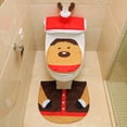 thumbnail image 3 of 3 Piezas Funda de Asiento de Inodoro de Navidad Decoraciones Navideñas Tapa de Inodoro para Tanque y Alfombrilla de Baño Juego de Decoración, Decoración de Fiesta (Alce de Navidad) Rojo Verde, 3 of 5