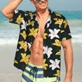 thumbnail image 7 of Sikiie Lilies Flowers Print Men's Hawaiian Shirt, Summer Beach Button Pocket Short Sleeve T-Shirt,Medium, 7 of 7