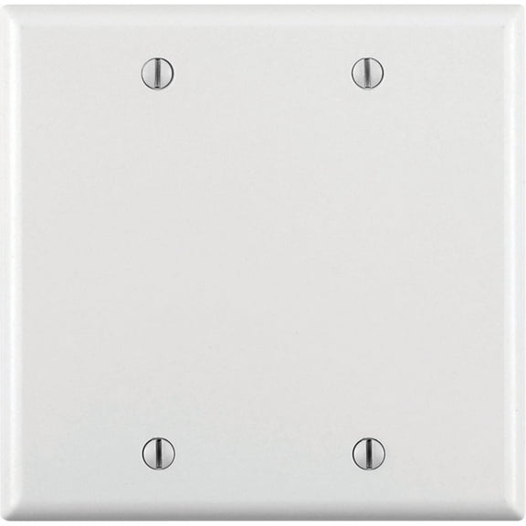 Leviton Blank Wall Plate - Plastic, 2-Gang, White, 4-9/16 In
