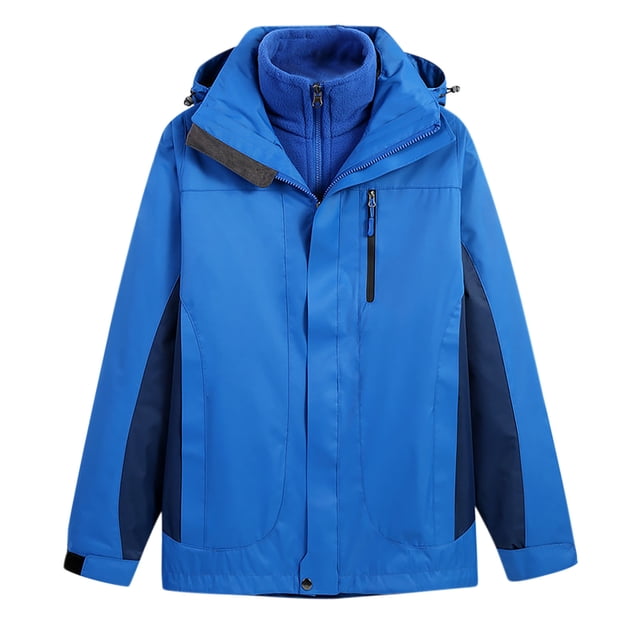 LOVZFMLL Jackets for Men's Fashion Fallow Three-In-One Two-Piece Outdoor Jacket Long Sleeved Coat