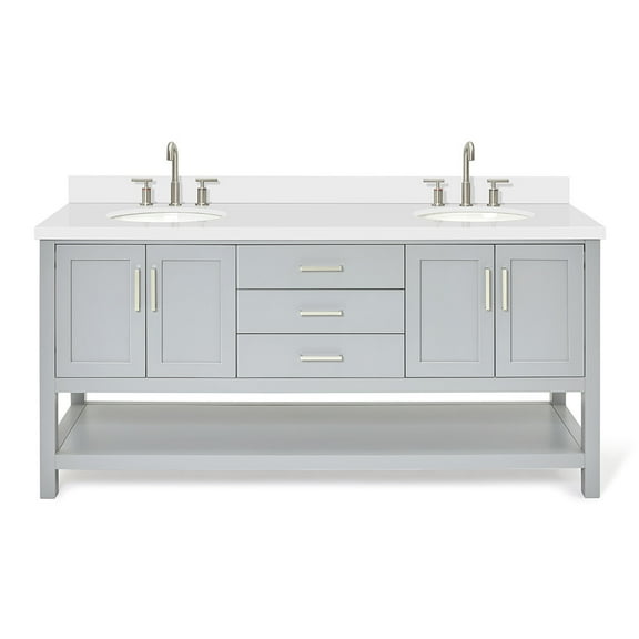 Ariel S073dwqovo Magnolia 72" Free Standing Double Basin Vanity Set - Grey / Pure White