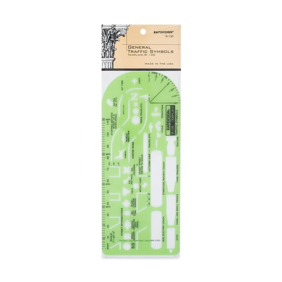 Rapidesign Traffic Symbols Template, 1 Each