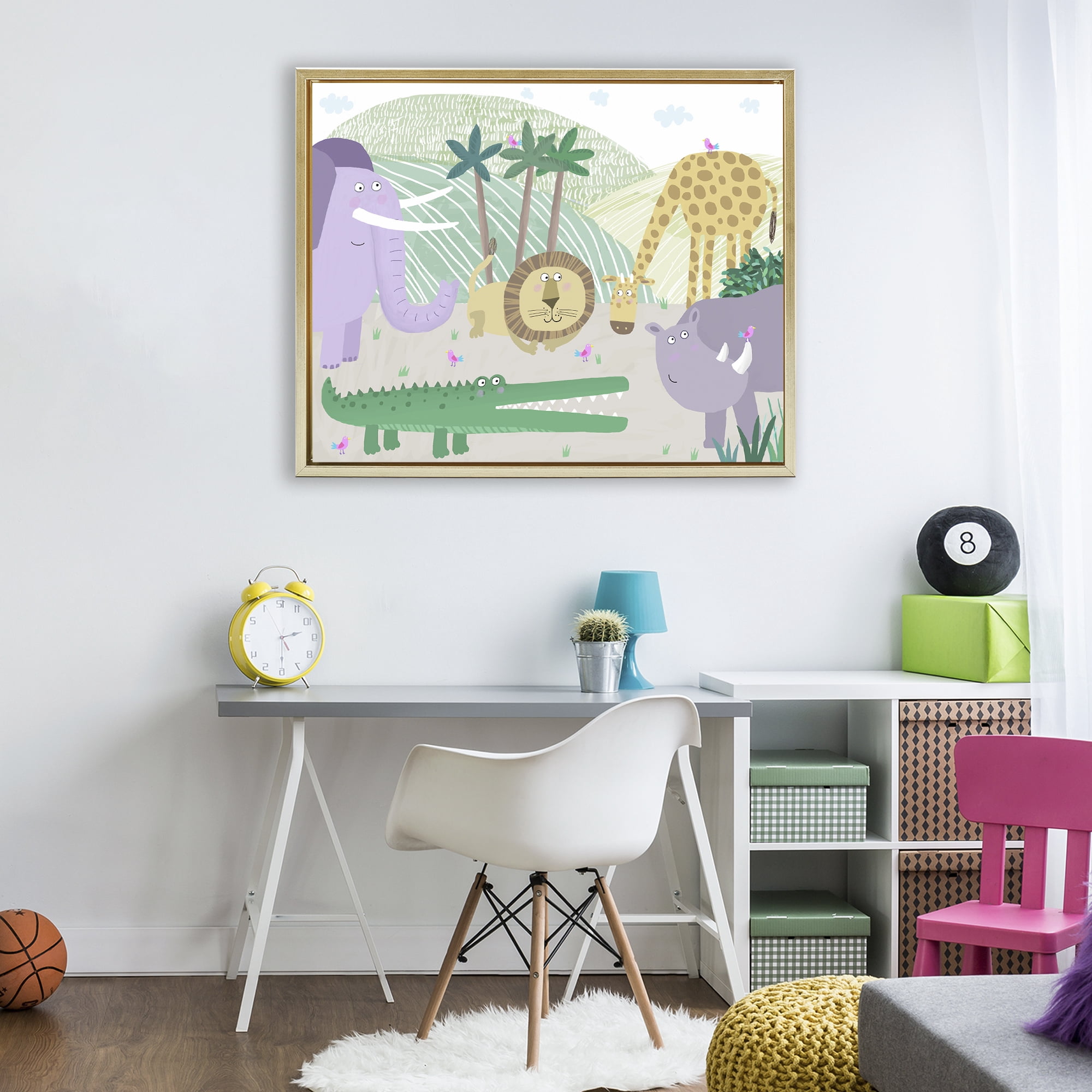 Stupell Industries Jungle Savannah Animals Gold Framed Floater Canvas Wall Art, design by Carla Daly