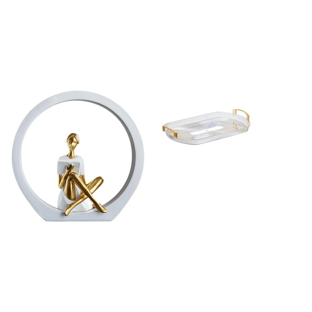 Estatua de niña,Estatuas de mujeres y niñas,figuritas decorativas elegantes,Bandeja de almacenamiento,Bandeja rectangular para servir,bandeja para postres y frutas de cocina,Bandeja