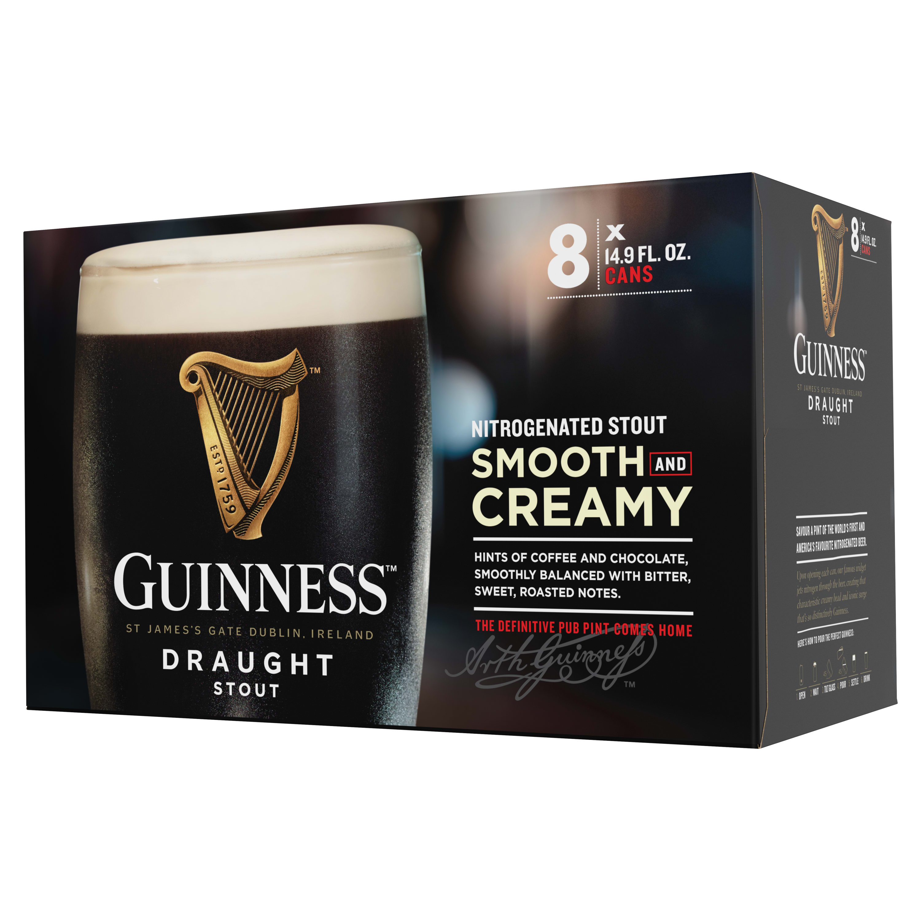 Guinness Draught Stout Beer, 8pk 14.9oz Cans, 4.1% ABV ...