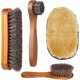 thumbnail image 1 of Juego de cepillos para zapatos - Cepillo de crin para lustrar y pulir zapatos - 3 cepillos aplicadores de betún + 1 guante de tela para lustrar zapatos, 1 of 5