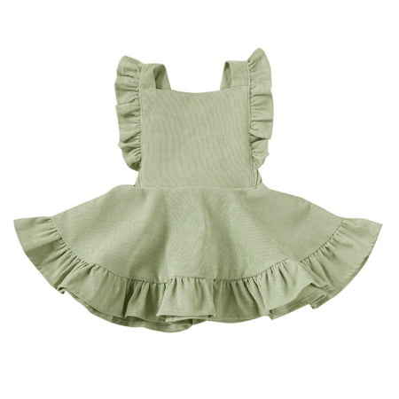 

Toddler Baby Girls Strap Suspender Skirt Solid Color Velvet Backless Ruffle Strap Overalls Skirt