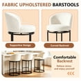 thumbnail image 6 of ClinQ Swivel Counter Height Bar Stools Set of 3, Fabric Upholstered Barrel Bar Chairs with Auto Return, Curved Back and Black Metal Frame, Beige, 6 of 7