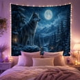 thumbnail image 2 of Grey Wolf Over a Snowy Valley with Glowing Lanterns, Serene Digital Art for Wildlife Fans, Winter Mountain Decor, Christmas Gift, Tapestry Wall Hanging for Bedroom and Den, 2 of 7