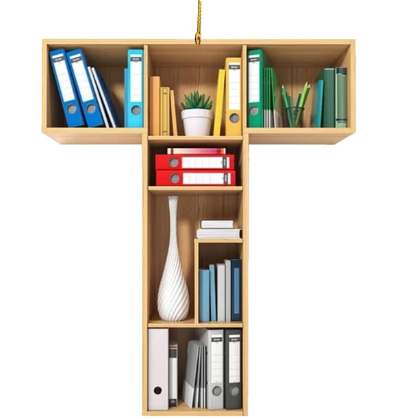 Acrílico Navidad Alfabeto T Libro Biblioteca Estante Adornos para Amante Los Libros