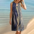 thumbnail image 3 of DailyTrove Women's Sleeveless Striped Midi Dress, Textured Fabric, Beach & Casual Wear, Relaxed Fit, 3 of 6