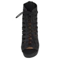 thumbnail image 5 of Delicious Shoes Women Block High Heel Cutout Sandals Open Peep Toe Back Zipper Lace Up Crisscross ZEUS-S Black 7.5, 5 of 5
