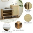 thumbnail image 6 of 2-in-1 Shoe Storage Bench, Natural Rattan Shoe Cabinet with 3 Adjustable Shelves and Removable Seat Cushion, Modern Entryway Bench, Shoe Storage Organizer, Shoe Rack for Hallway, Bedroom, 6 of 9