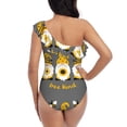 thumbnail image 6 of Yiaed Bee Kind Print Women One Piece Swimsuits Tummy Control One Shoulder Bathing Suits Pattern Ruffle Swimwear-Small, 6 of 8