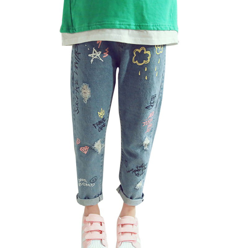 DESIGNER\u2019S Five-Pocket Trousers flower pattern casual look Fashion Trousers Five-Pocket Trousers DESIGNER’S 