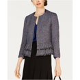thumbnail image 1 of Nine West Womens Peplum Fringe Blazer Jacket nightsky 12, 1 of 1