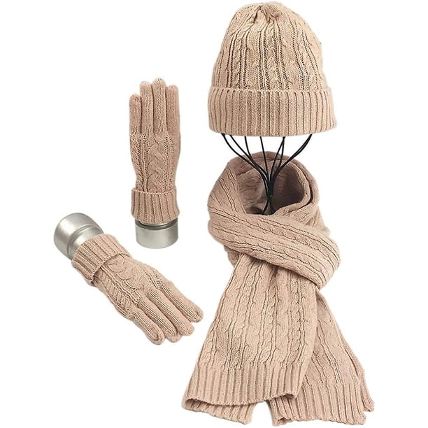 Sombrero, Bufanda y Guante Conjuntos para Mujeres Señoras Suave Cálido Tejido Largo Bufanda 3 en 1 Invierno de Punto Grueso Conjunto Para Esquí Al Aire Libre Compras Pesca brand modelStyleType