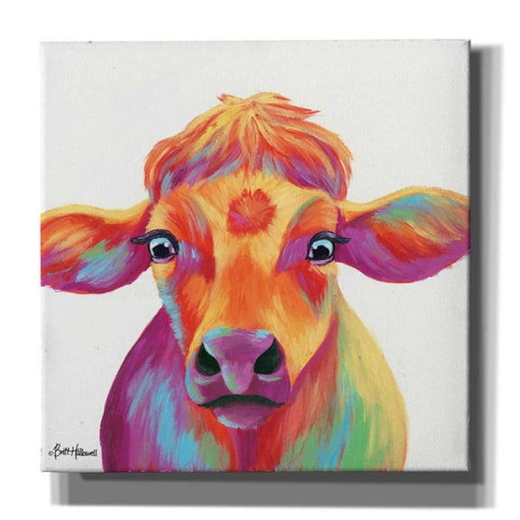 Epic Graffiti 'Cheery Cow' by Britt Hallowell, Canvas Wall Art, 12"x12"