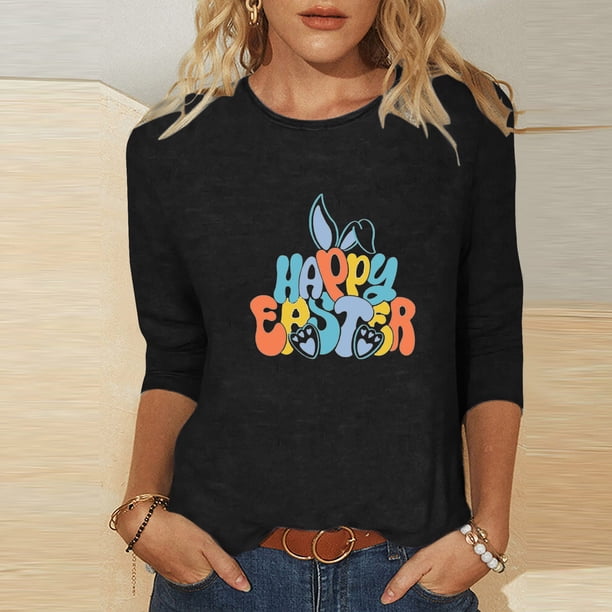 Fiudx Liquidación de Ofertas Flash Blusas de Manga 3/4 para Mujer, Camisa con Estampado Vintage, Informal, Manga 3/4, Cuello Redondo, Blusa Estilo Túnica Boho