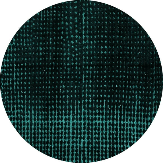 Ahgly Company Machine Washable Indoor Round Abstract Turquoise Blue Modern Area Rugs, 6' Round