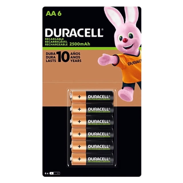Pilas Recargables Duracell AA 2500mAh Paquete con 6pz Duracell