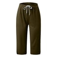 thumbnail image 3 of oqasdz Women Fashionable Solid Color Comfortable Mid Waist Calf Length Pants Trousers Slacks Leisure Female Dailywear, 3 of 4