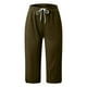 thumbnail image 3 of Pantalones capri de color liso y cintura media para niñas: pantalones informales elásticos y estilizantes, 3 of 4