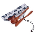 thumbnail image 2 of Juego de cubiertos de madera portátil, cuchara, tenedor, cuchillo, cubiertos de madera, vajilla con bolsa, 2 of 5