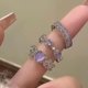 thumbnail image 1 of Anillo de imitación de ojo de gato con diseño de nicho Sense, color rosa y morado, con espinas de amor, elegante y moderno, conjunto de tres piezas, 1 of 5