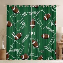 Manfei Rugby Sport Blackout Curtains Set of 2 (52x84 Each),Boys Rugby Game Lovers Window Curtains,Green Brown Curtains and Drapes For Boys Kids,Ultra Soft Home Decor