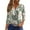 White, variant on WTOBBY Women's Casual V-Neck Button Down Tee with 3/4 Sleeve, Daily Weekend Fashion Basic Tunic Top, Floral Print Henley Collar Comfort Fit Shirt,Army Green L