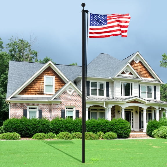 VEVOR 30FT Sectional Flag pole Kit, Heavy Duty Aluminum Alloy in Ground Flag poles for Outside, 3 Display Modes Flagpole with 3x5 American Flag, Professional Accessories, Black