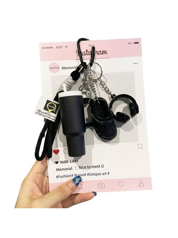 Dopamine Decor Bag Charms Set, Water Bottle & Clogs Keychain Accessories for Backpacks, Purses, and Keyrings