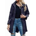thumbnail image 2 of Chaqueta Impermeable Ligera para Mujer, con Capucha, Mangas Largas y Cremallera, para Actividades Al Aire Libre Azul Marino L, 2 of 9