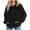 Black, variant on Fesfesfes Fashion Women Flannel Shirt Zipper V-Neck Pullover Tops Long Sleeve Hooded Blouse Sweatshirt Under $10