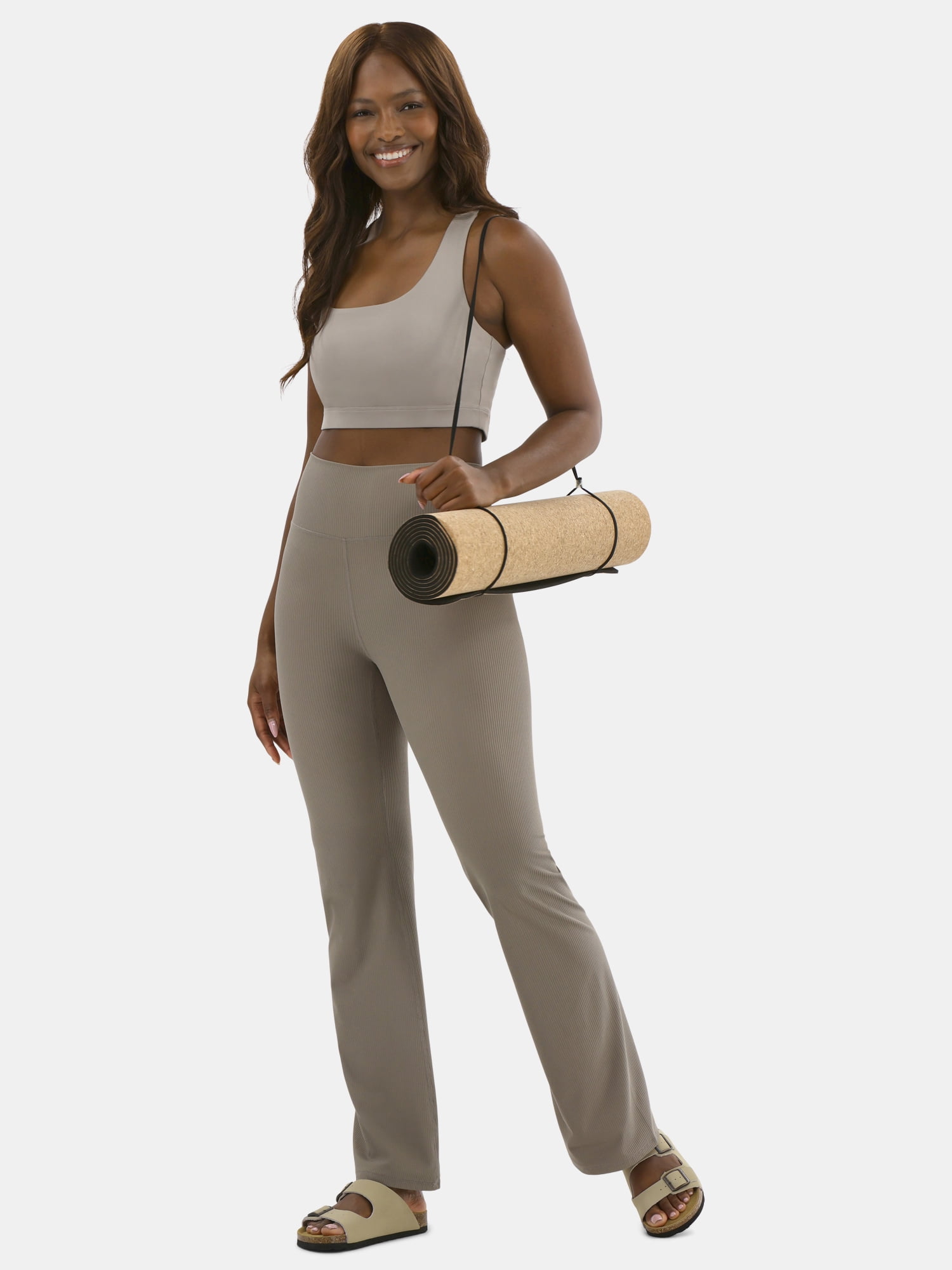Avia Women's Ribbed SoftSculpt Flare Active Leggings with UPF 50, 31.5" Inseam, Sizes XS-XXXL