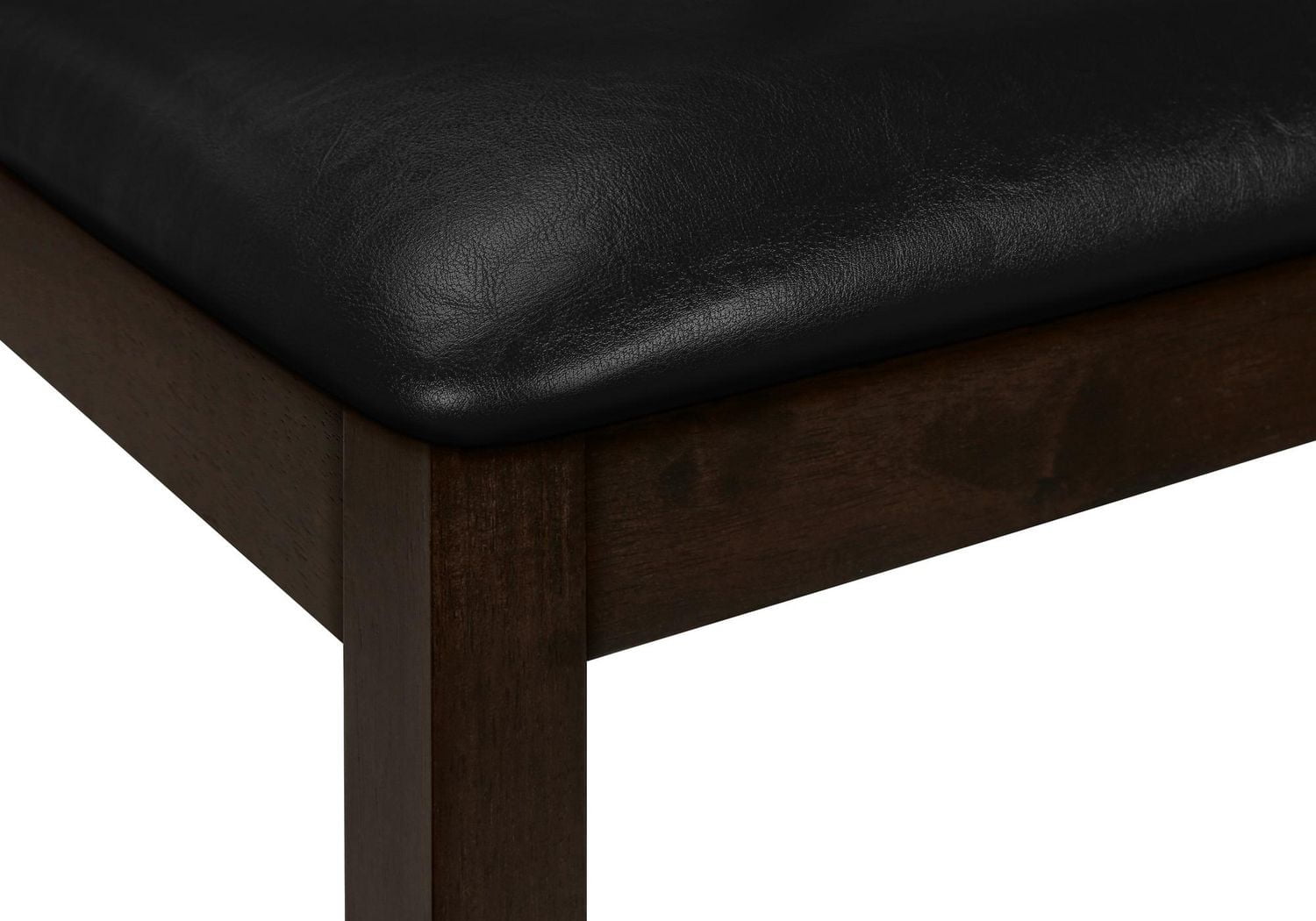 Monarch Specialties  Banc, 48" Rectangulaire, Salle À Manger, Couloir, Entrée, Rembourré, Bois, Bois Massif Brun, Aspect Cuir Noir, Transitionnel