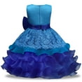 thumbnail image 6 of Penkiiy Toddler Girls Solid Color Net Yarn Hollow Out Lace Sequins Bowknot Birthday Party Flowers Gown Kids Dresses Dresses for Toddler Girls 6 Years Blue On Sale, 6 of 9