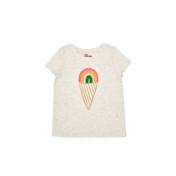 Toddler Girls Rainbow Ice Cream Graphic T-Shirt Ice Crea Oatmeal Heathe 2T