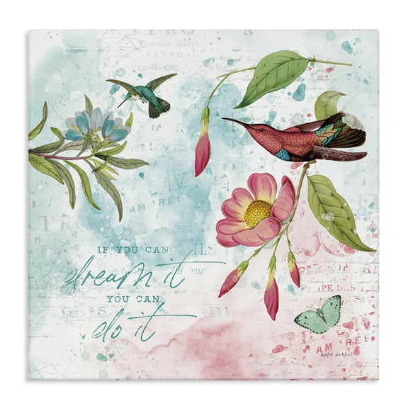 Stupell Industries Inspirational Dream & Do It Animals Painting Wrapped Canvas Art Print Wall Art, 17 x 17